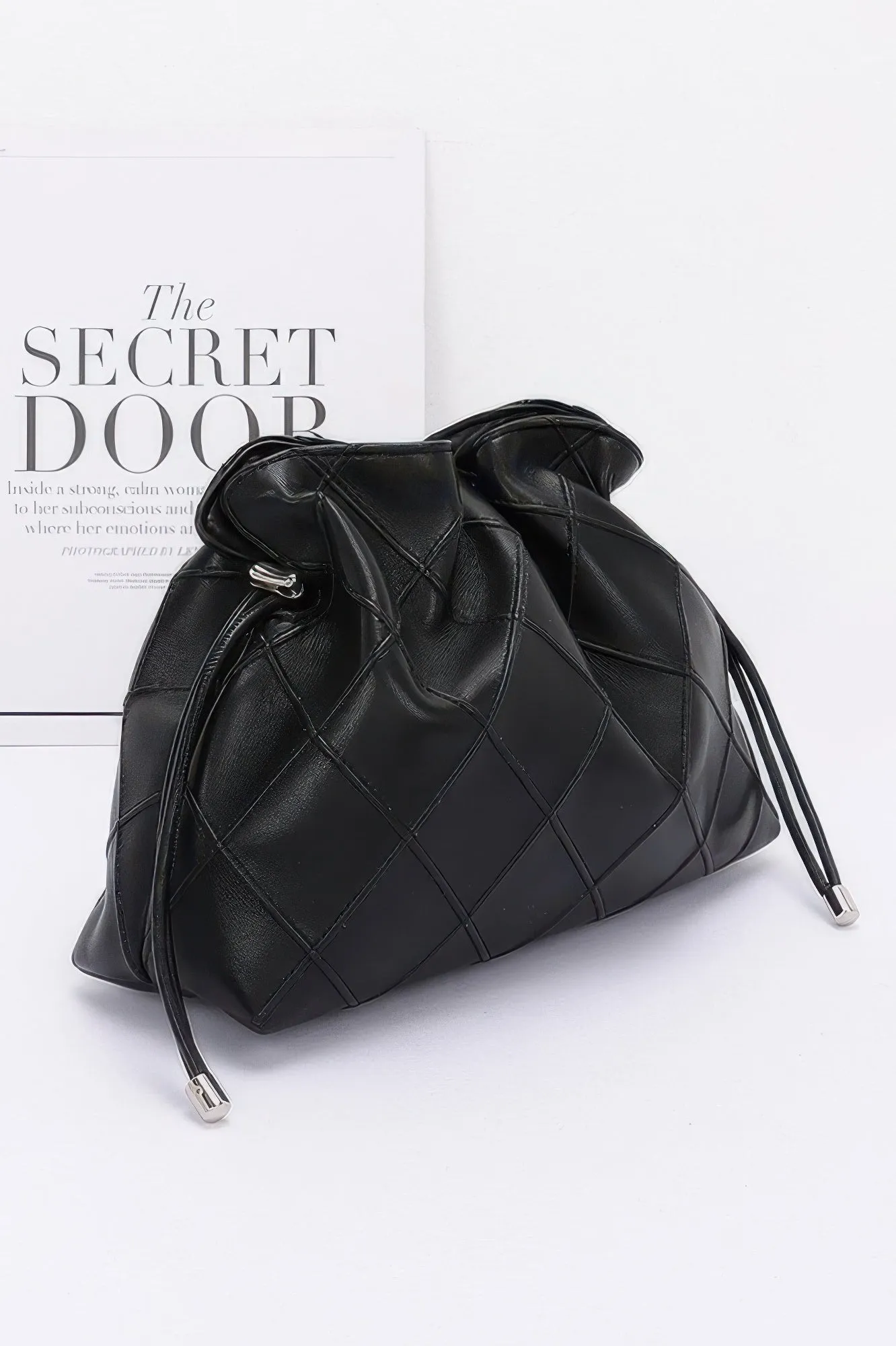 Quilted Faux Leather Bucket Crossbody Bag sold by Unique Kulture product image thumbnail 2
