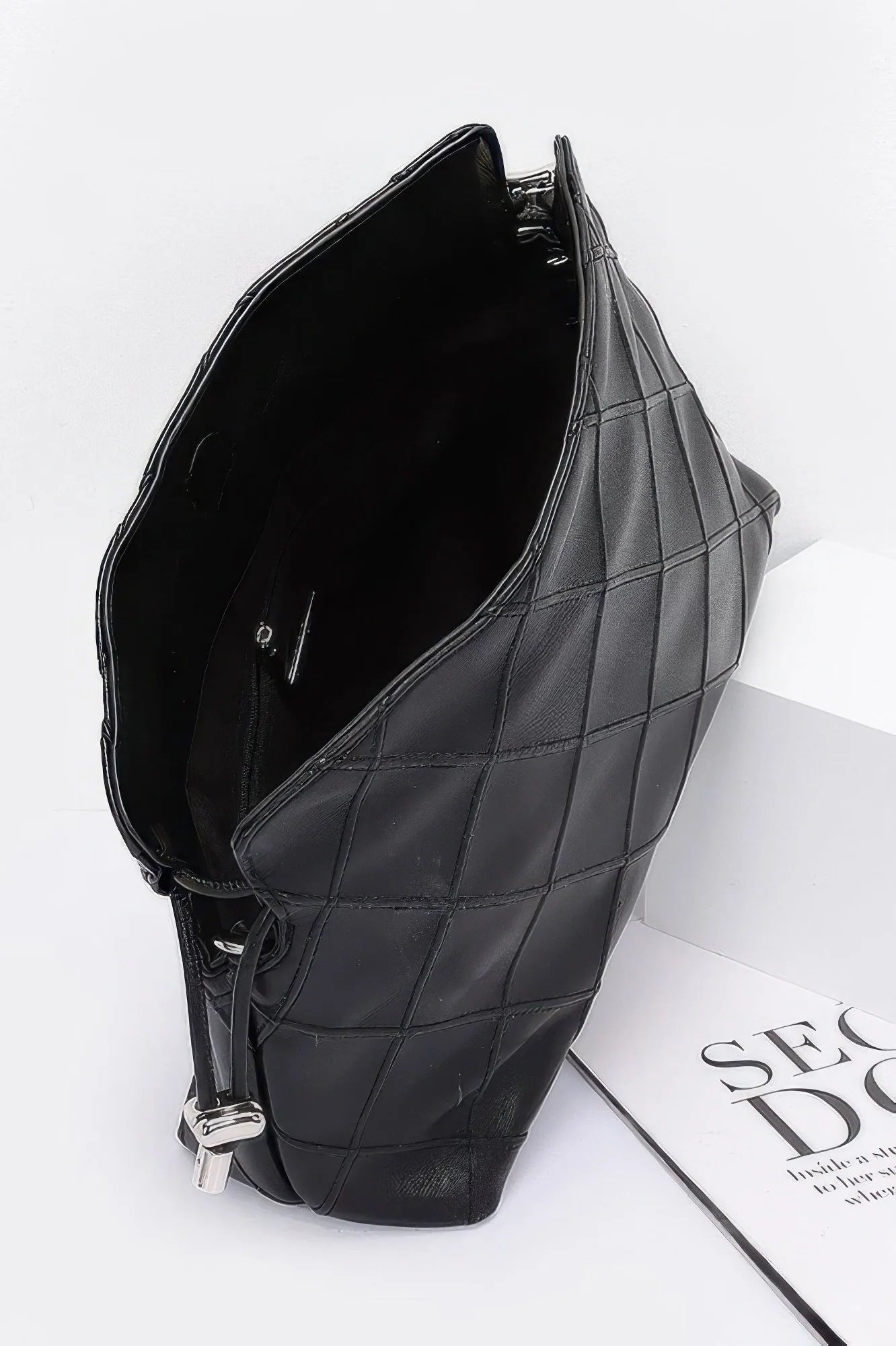 Quilted Faux Leather Bucket Crossbody Bag sold by Unique Kulture product image thumbnail 3