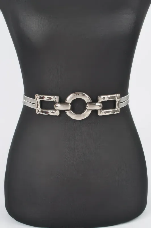 Hammered Metal Buckle Plus Size Stretch Belt made by C.C