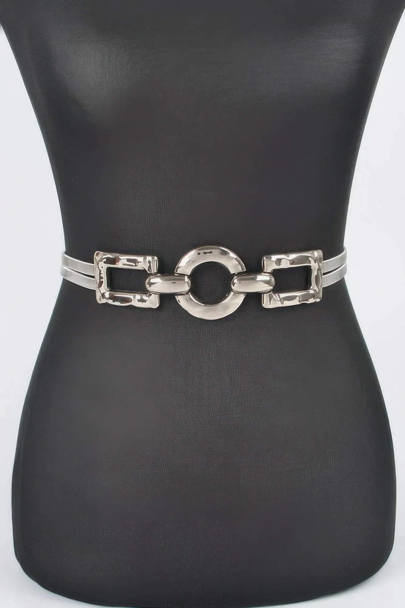 Hammered Metal Buckle Plus Size Stretch Belt sold by Unique Kulture