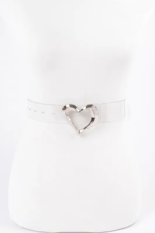 Heart Shape Metal Buckle Plus Size Clear Belt made by C.C