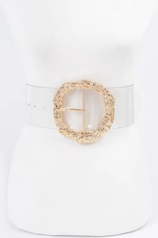 Big Vintage Round Metal Buckle Clear Plussize Belt sold by Unique Kulture
