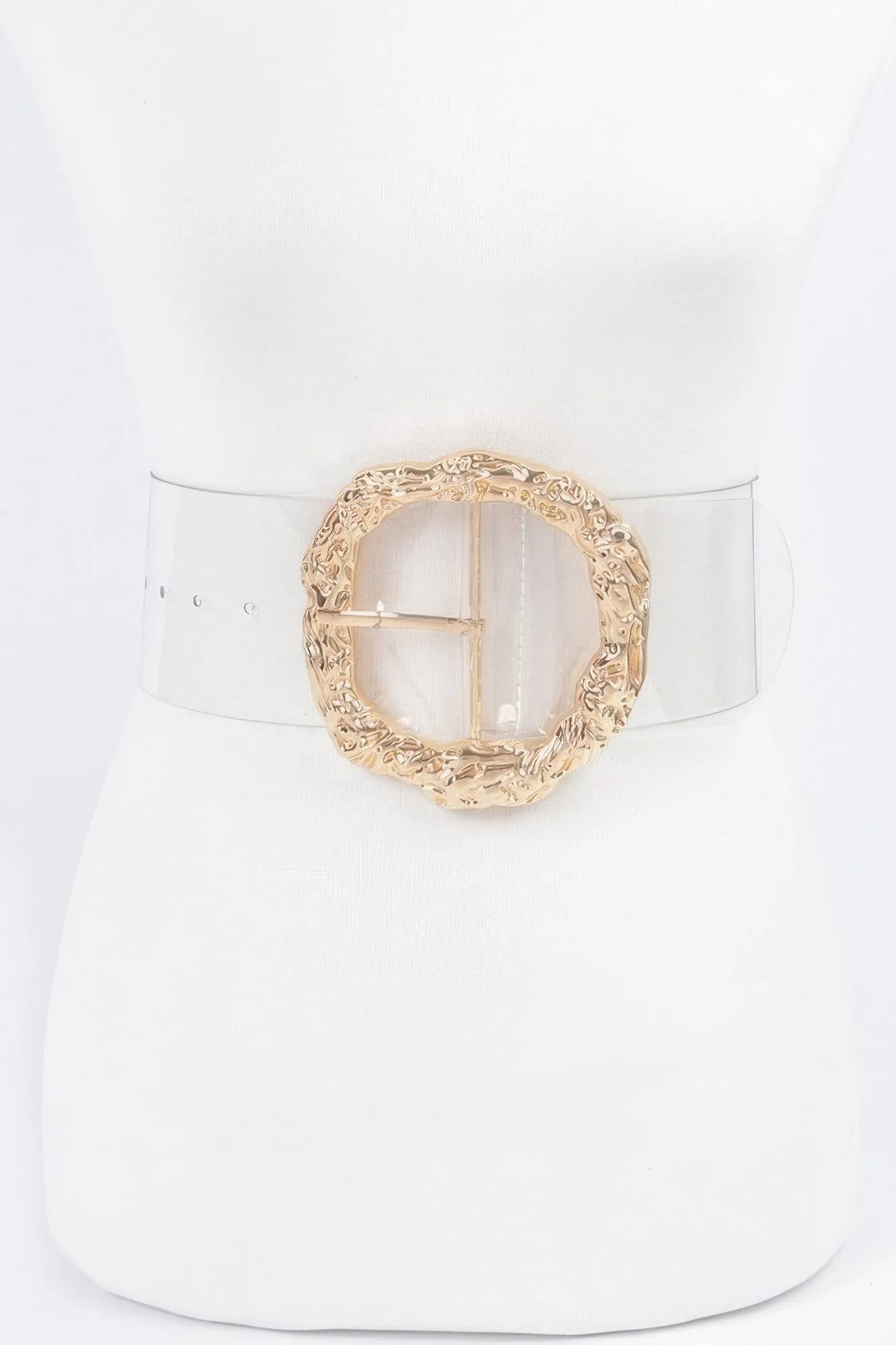 Big Vintage Round Metal Buckle Clear Plussize Belt sold by Unique Kulture