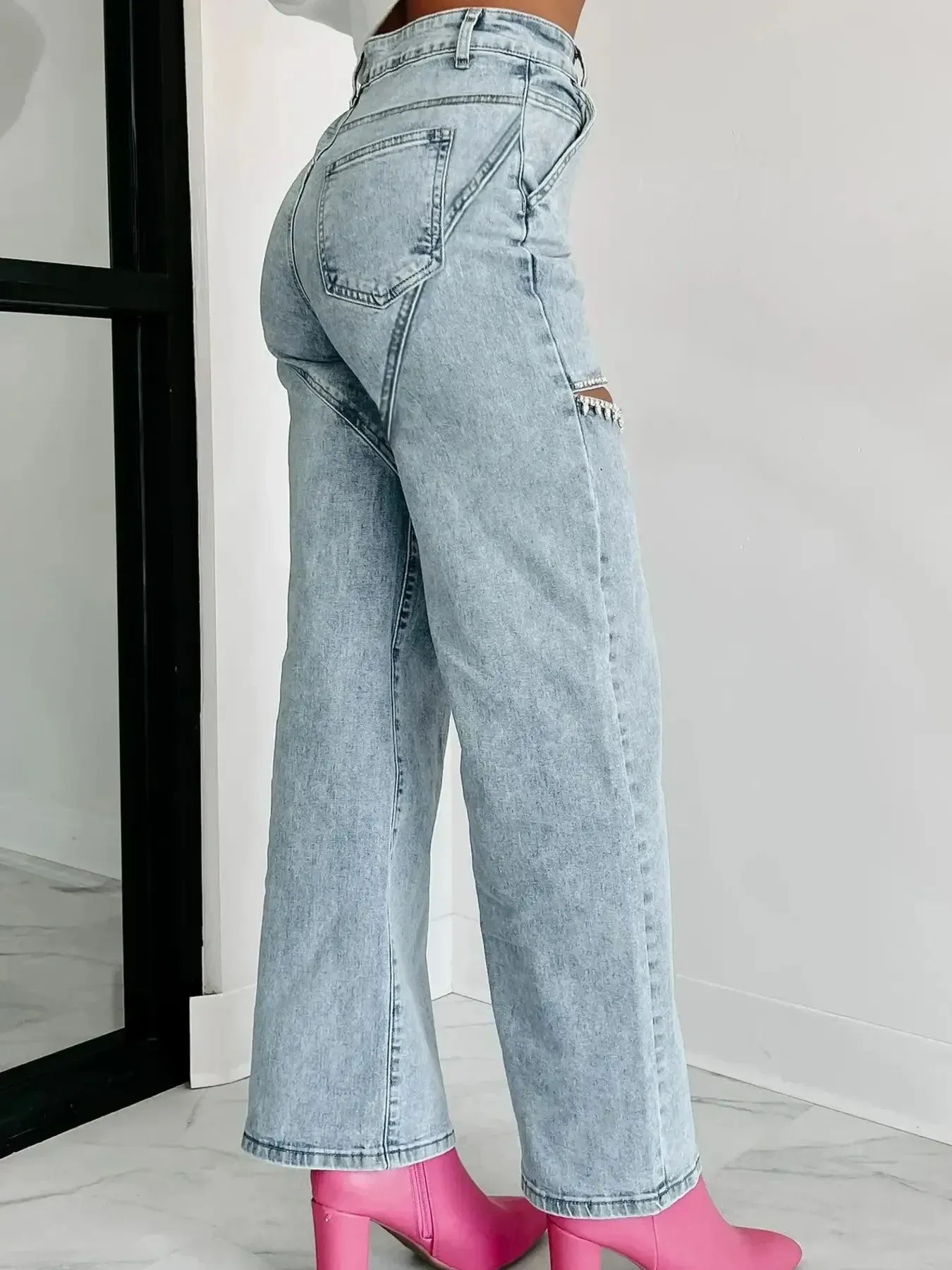 High Waist Cut-Out Wide Leg Jeans sold by Unique Kulture product image thumbnail 5