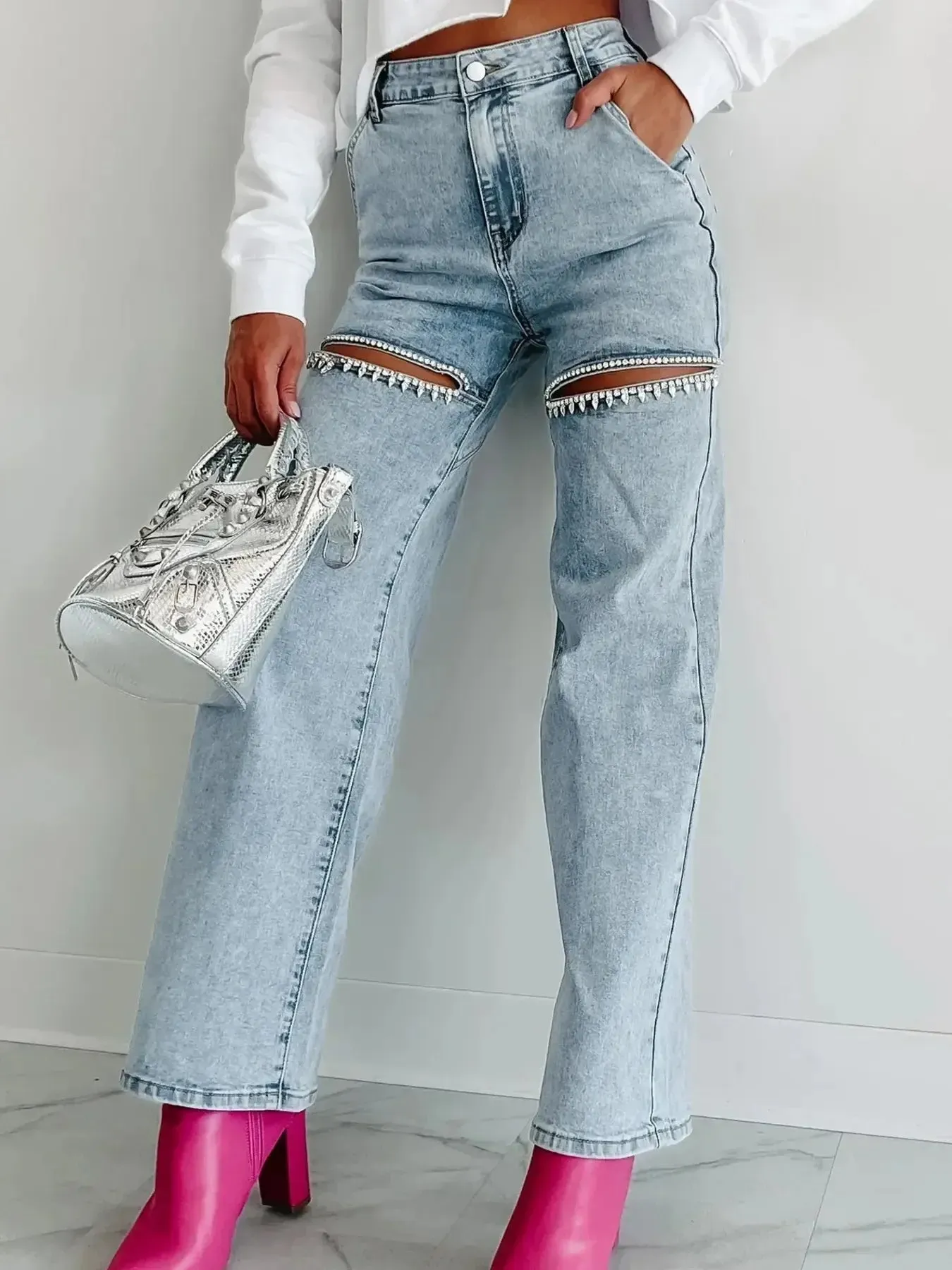 High Waist Cut-Out Wide Leg Jeans sold by Unique Kulture product image thumbnail 2