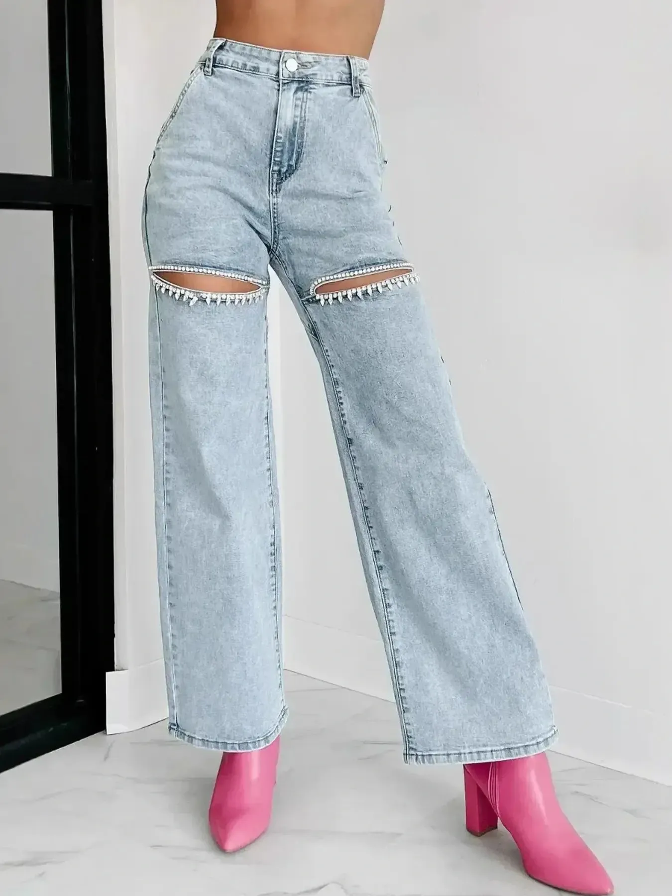 High Waist Cut-Out Wide Leg Jeans sold by Unique Kulture product image thumbnail 4