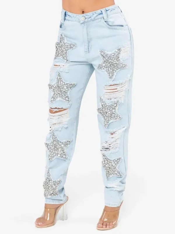 Distressed Star Wash Boyfriend Jeans sold by Unique Kulture