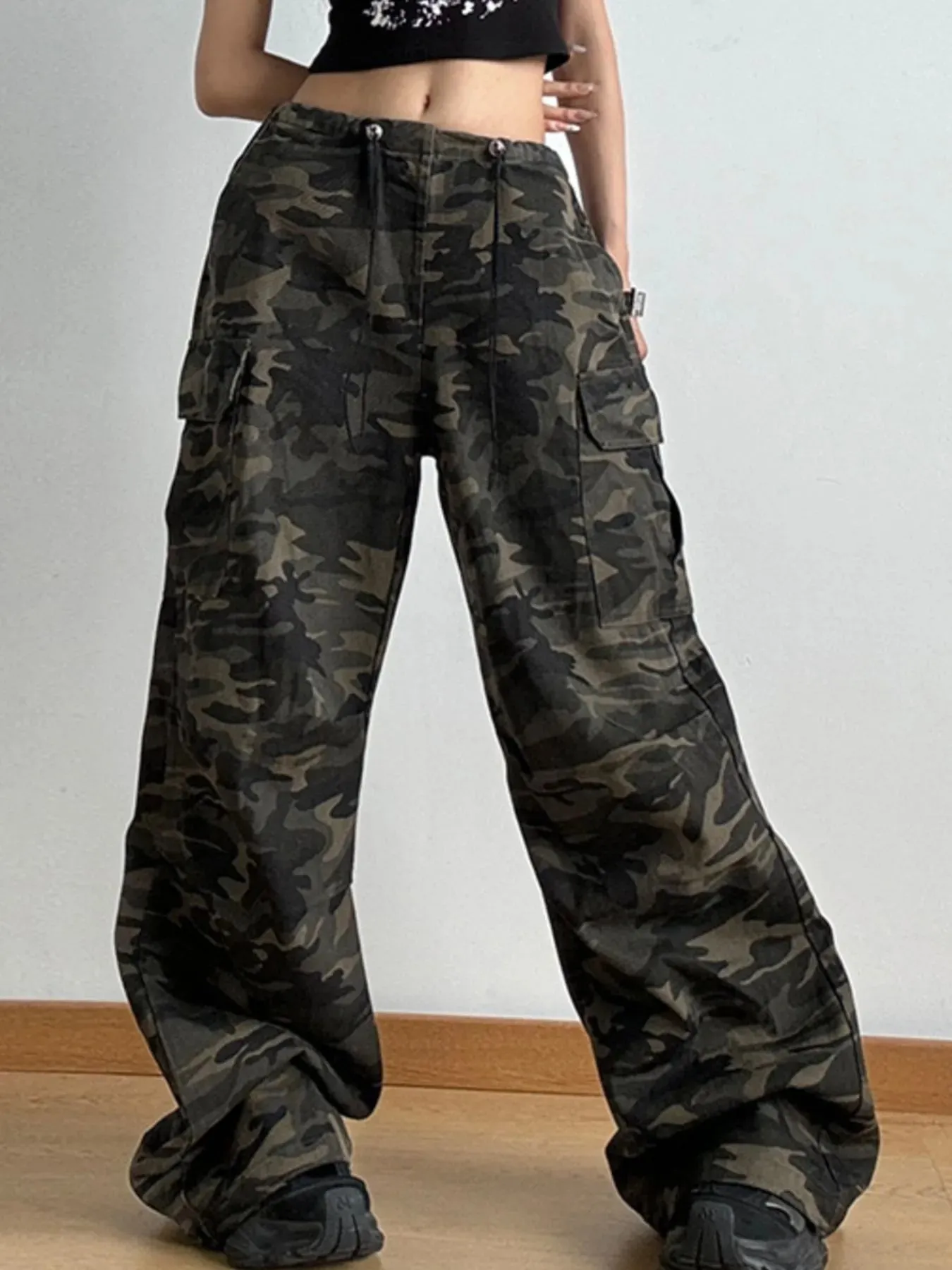 Drawstring Camouflage Cargo Wide Leg Jeans sold by Unique Kulture product image thumbnail 2