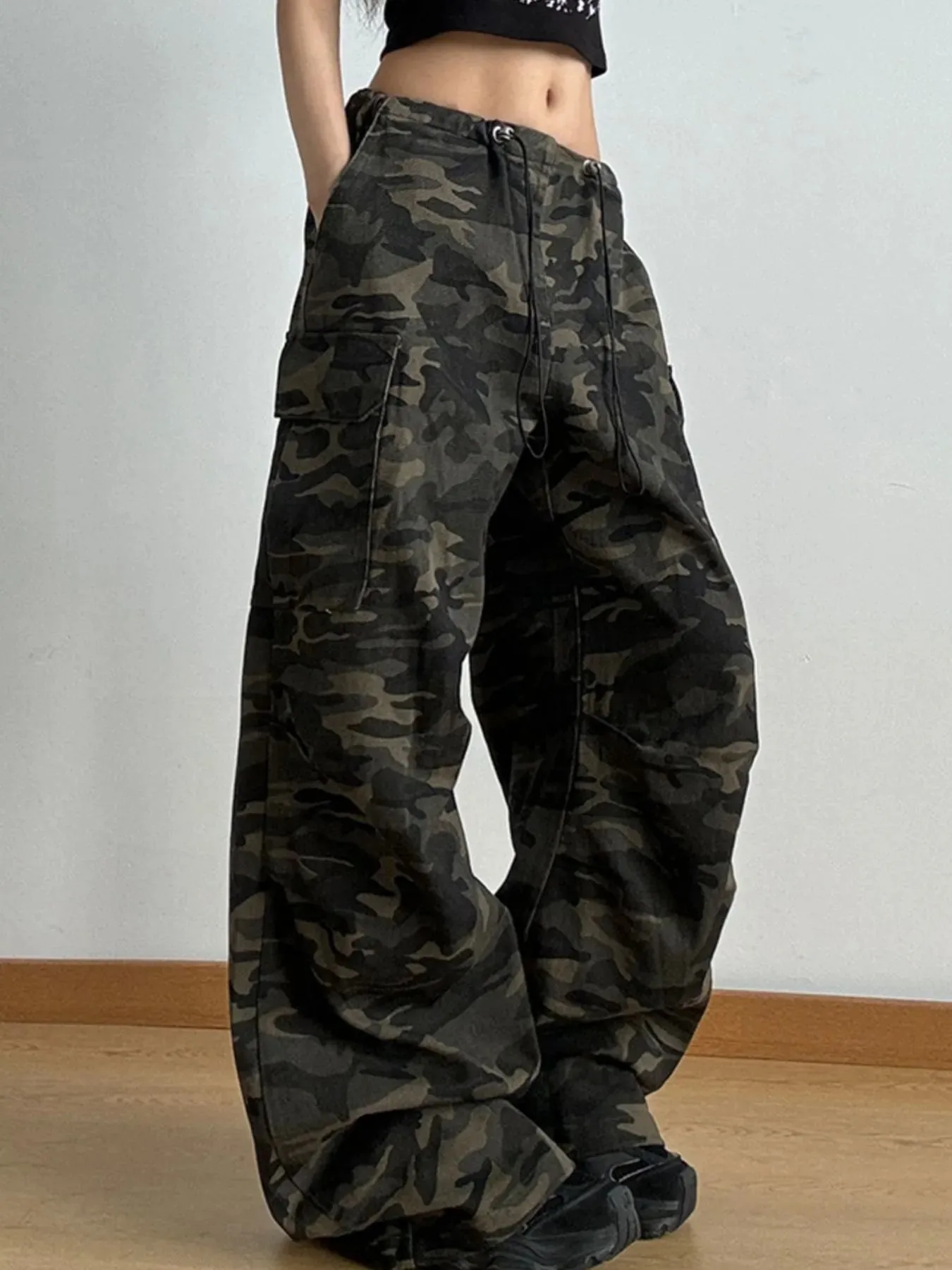 Drawstring Camouflage Cargo Wide Leg Jeans sold by Unique Kulture product image thumbnail 4