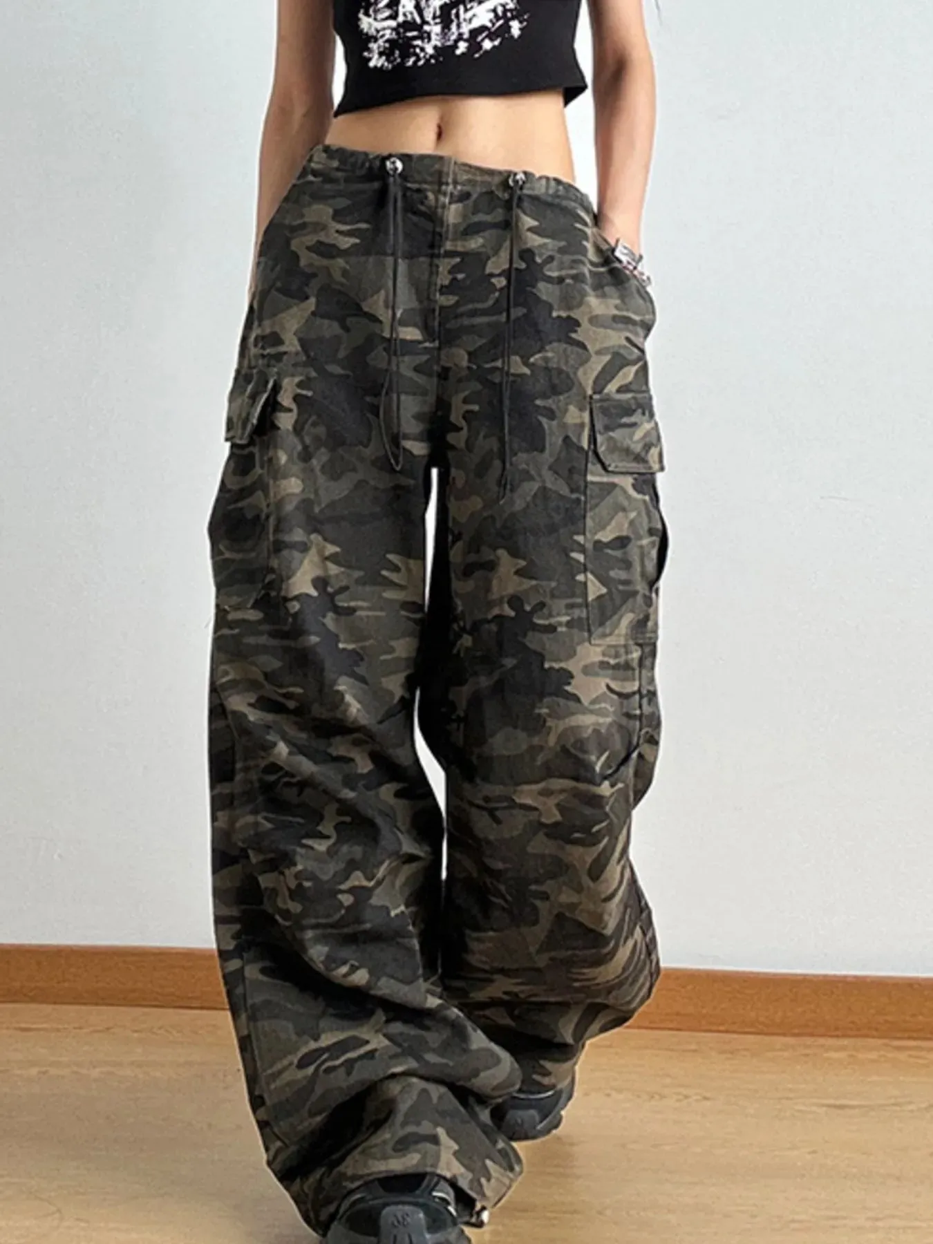 Drawstring Camouflage Cargo Wide Leg Jeans sold by Unique Kulture product image thumbnail 3