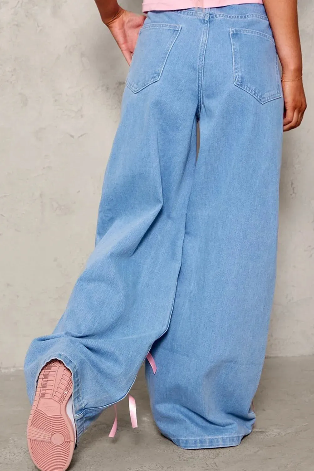 Bow Decorated Wide Leg Denim Jeans sold by Unique Kulture product image thumbnail 2