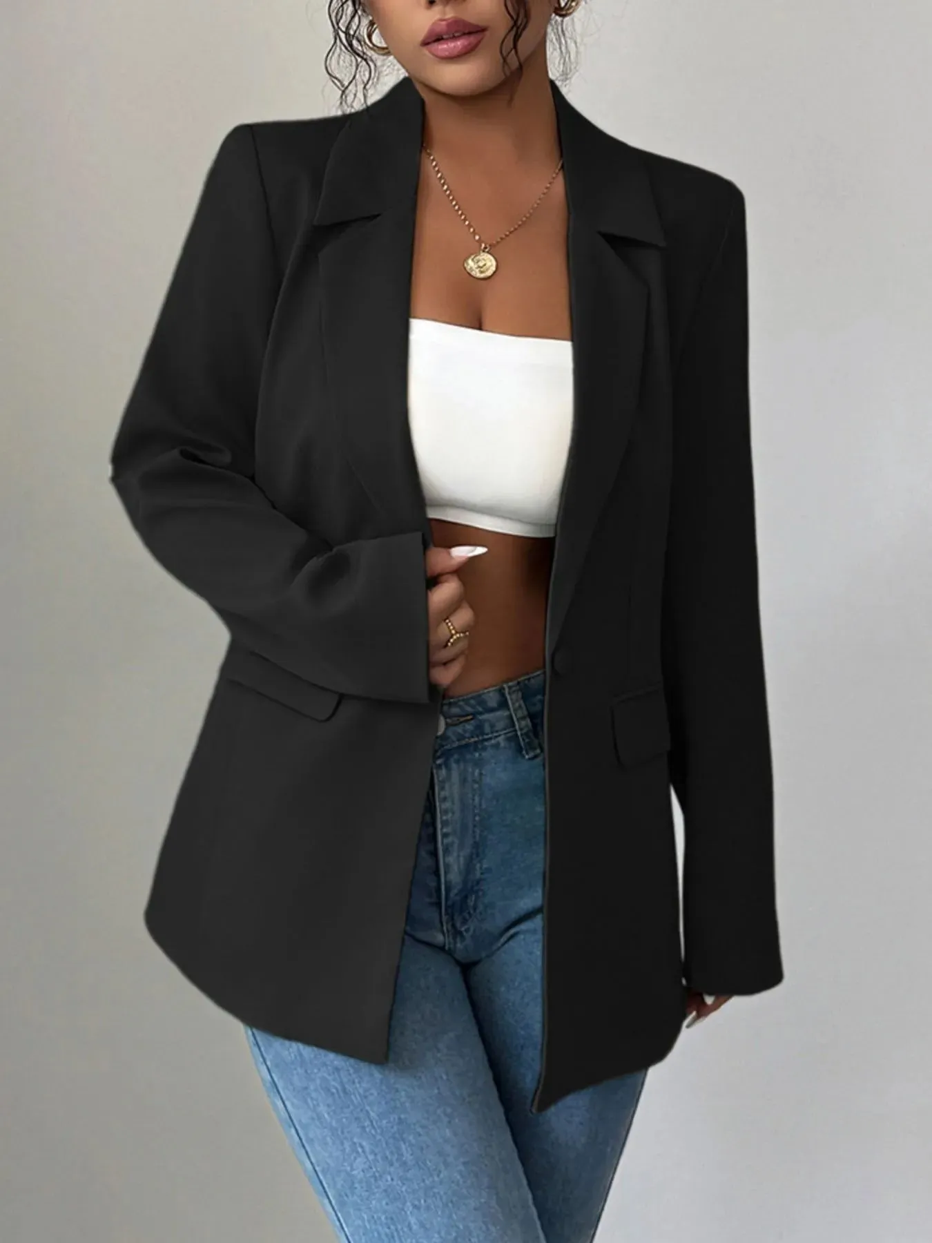 One Button Lapel Collar Blazer – Classic Tailored Women’s Jacket | Unique Kulture sold by Unique Kulture product image thumbnail 4