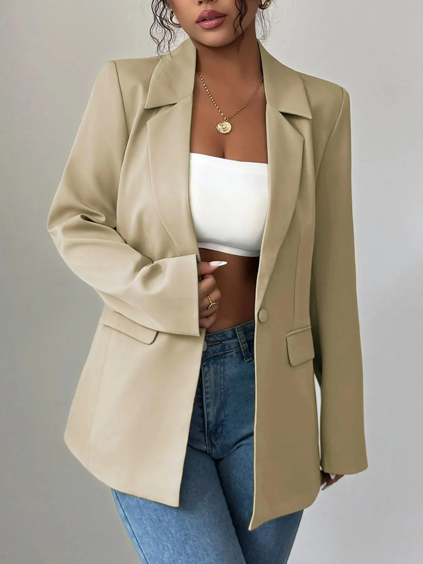 One Button Lapel Collar Blazer – Classic Tailored Women’s Jacket | Unique Kulture sold by Unique Kulture