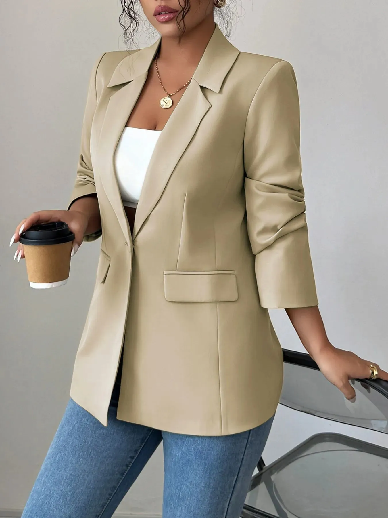 One Button Lapel Collar Blazer – Classic Tailored Women’s Jacket | Unique Kulture sold by Unique Kulture product image thumbnail 2