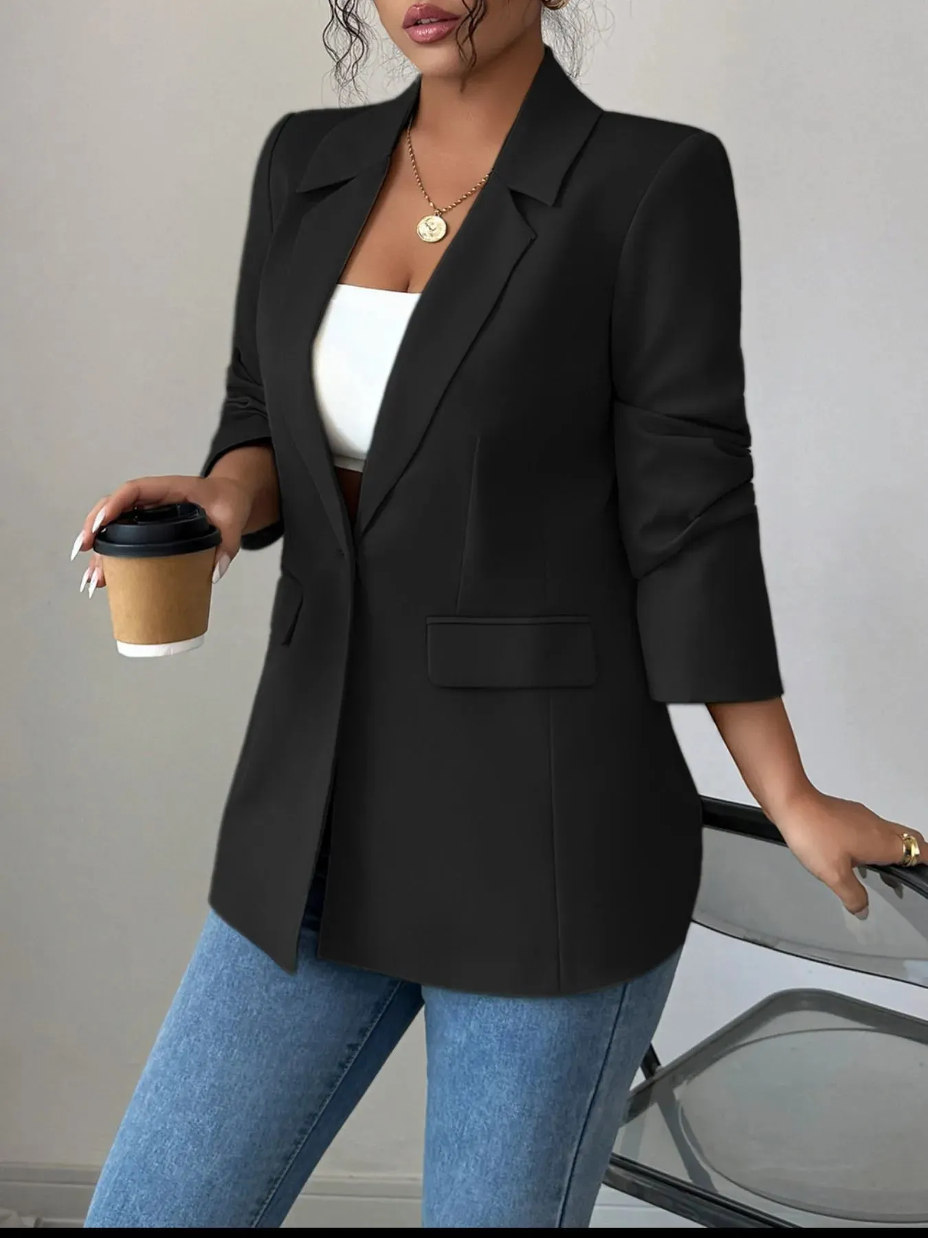 One Button Lapel Collar Blazer – Classic Tailored Women’s Jacket | Unique Kulture sold by Unique Kulture product image thumbnail 5