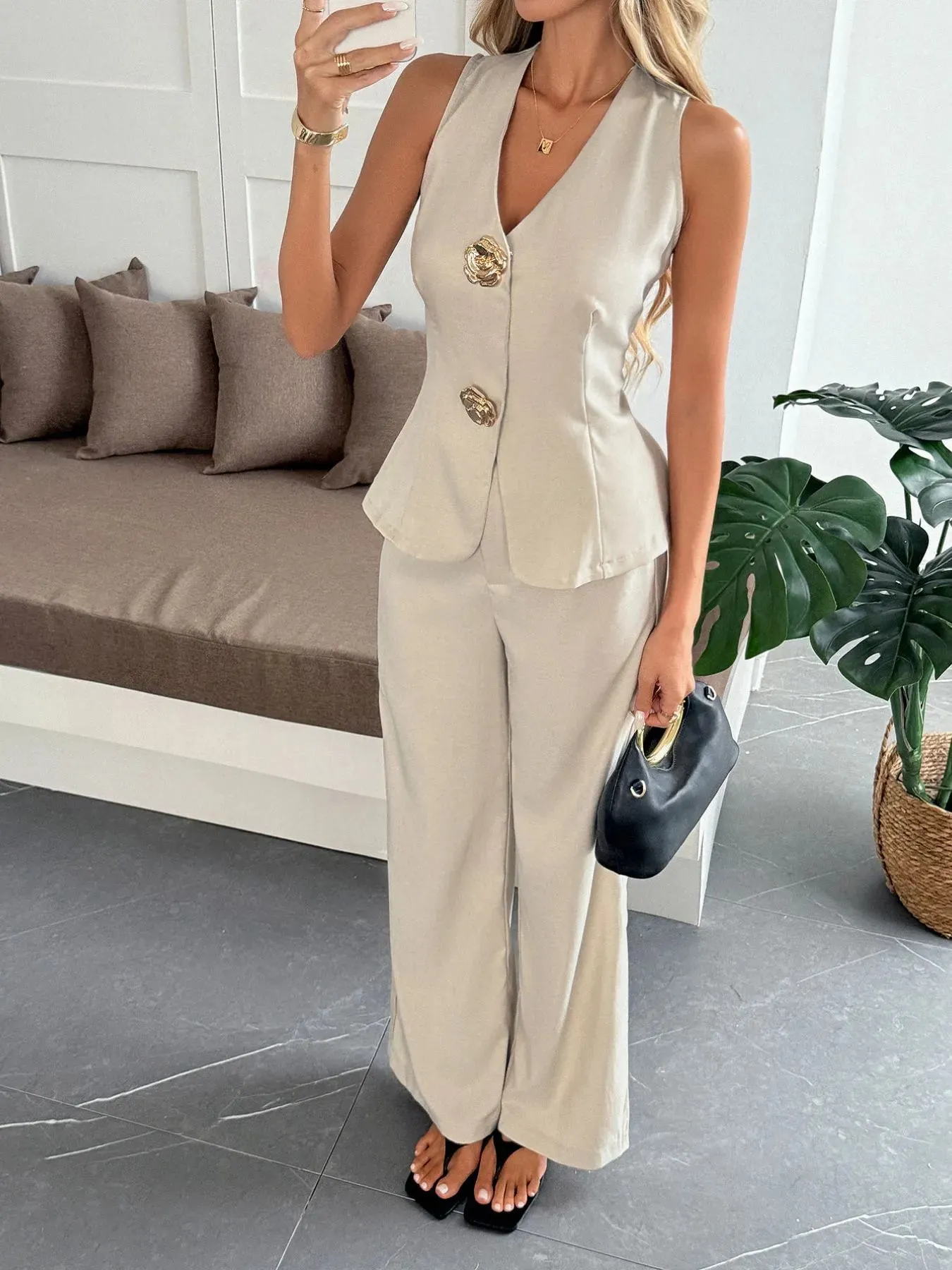 V-Neck Vest and Pants Set – Two-Piece Women’s Suit | Unique Kulture sold by Unique Kulture product image thumbnail 3