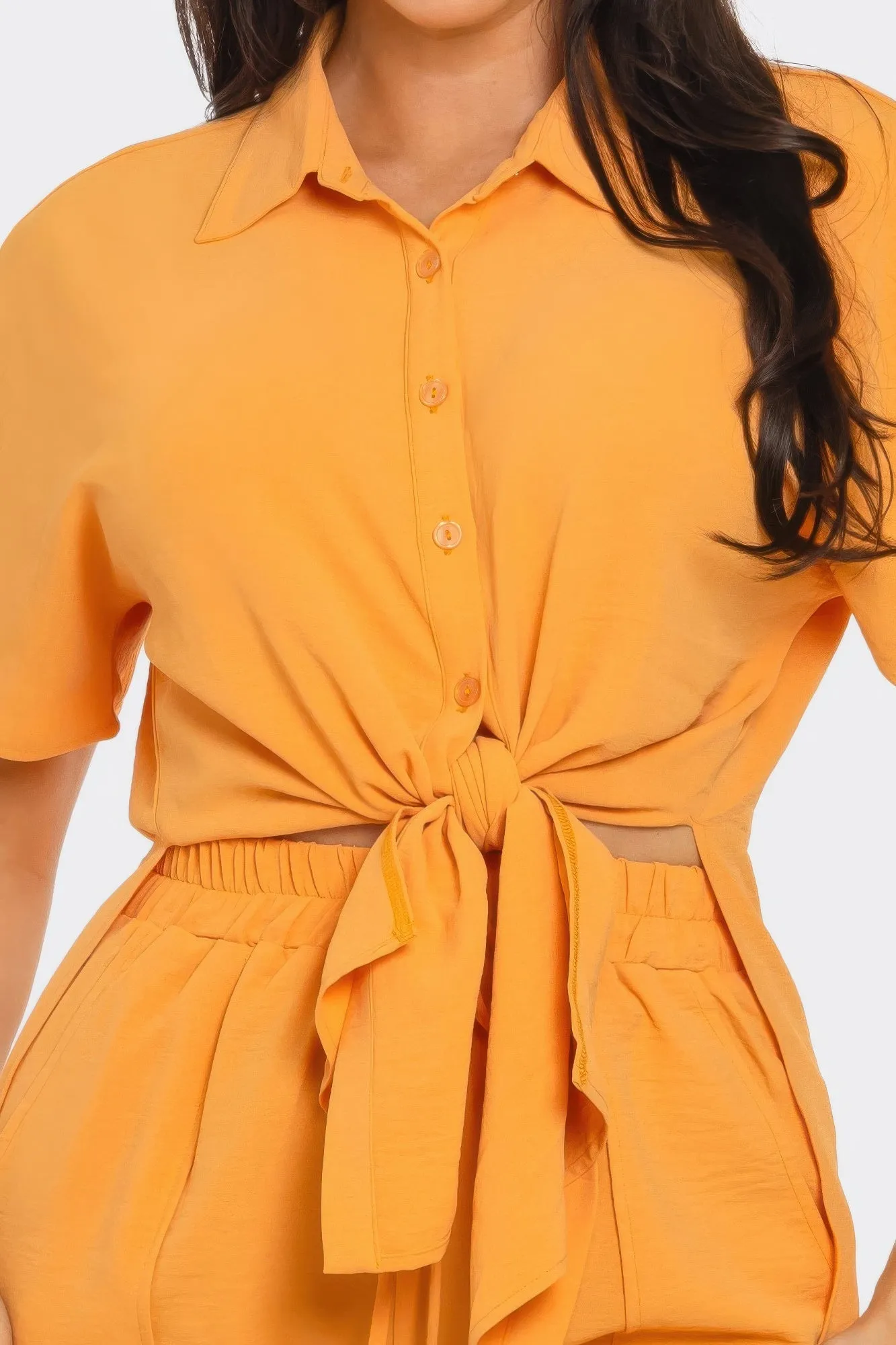 Front Tie Back Oversized Slit Top And Shorts Set sold by Unique Kulture product image thumbnail 4