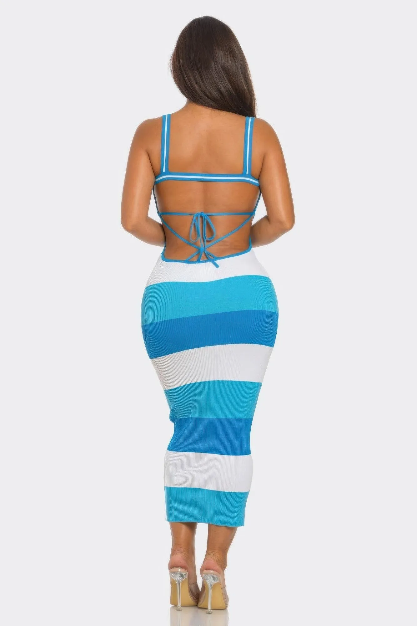 Multi Stripe Stretchy Knit Midi Dress sold by Unique Kulture product image thumbnail 4