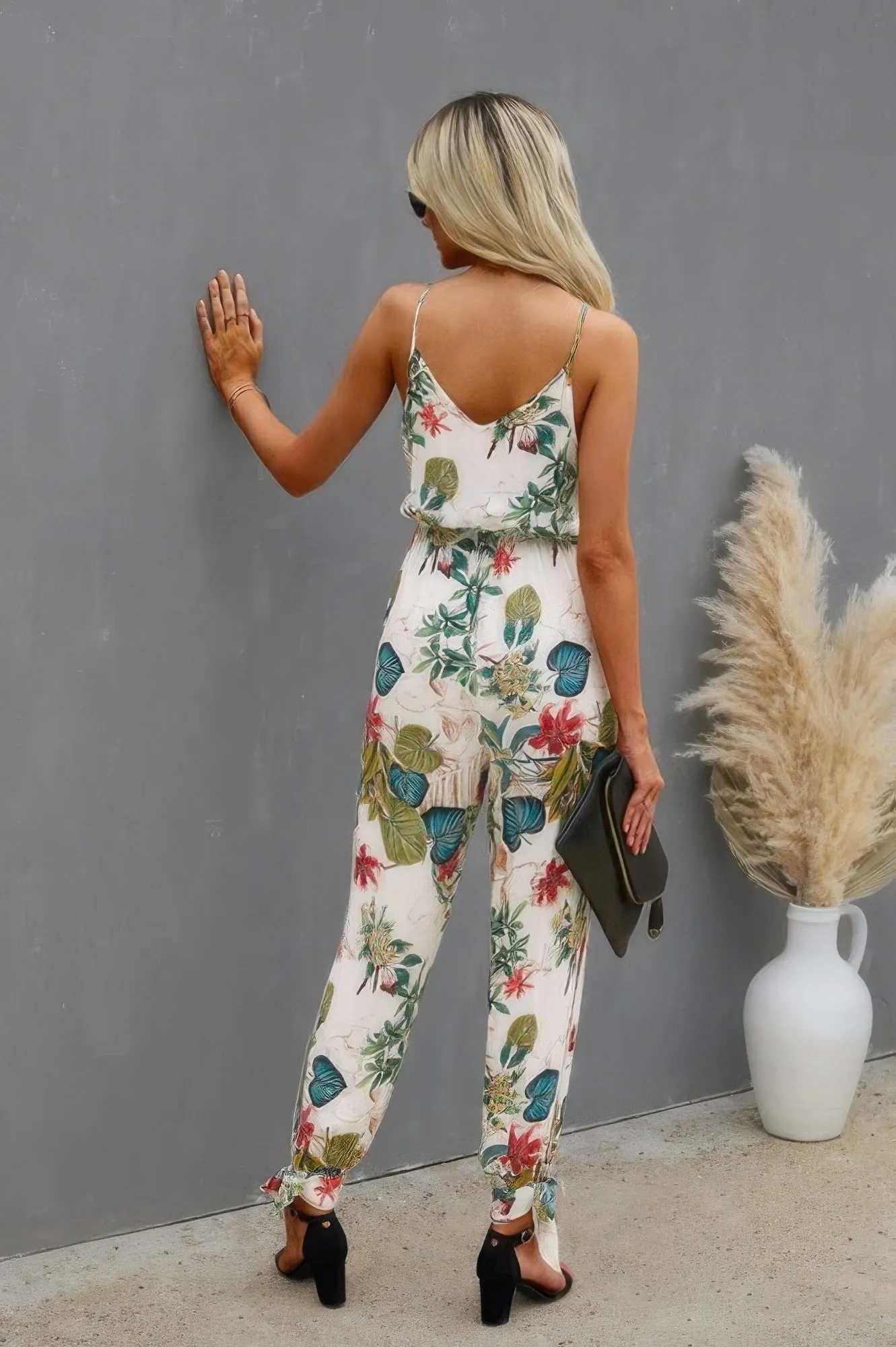 Sleeveless Floral Print Knot Side Cami Jumpsuit sold by Unique Kulture product image thumbnail 2