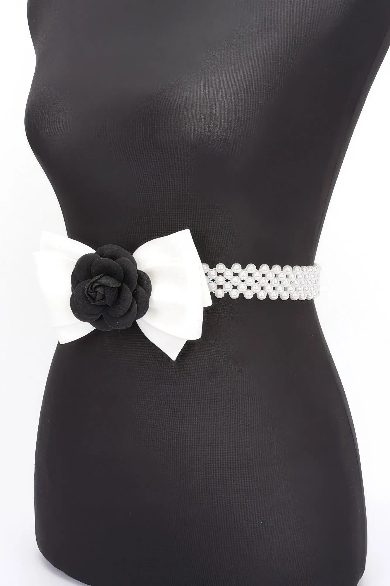 Flower Ribbon Faux Pearl Stretch Belt sold by Unique Kulture product image thumbnail 2