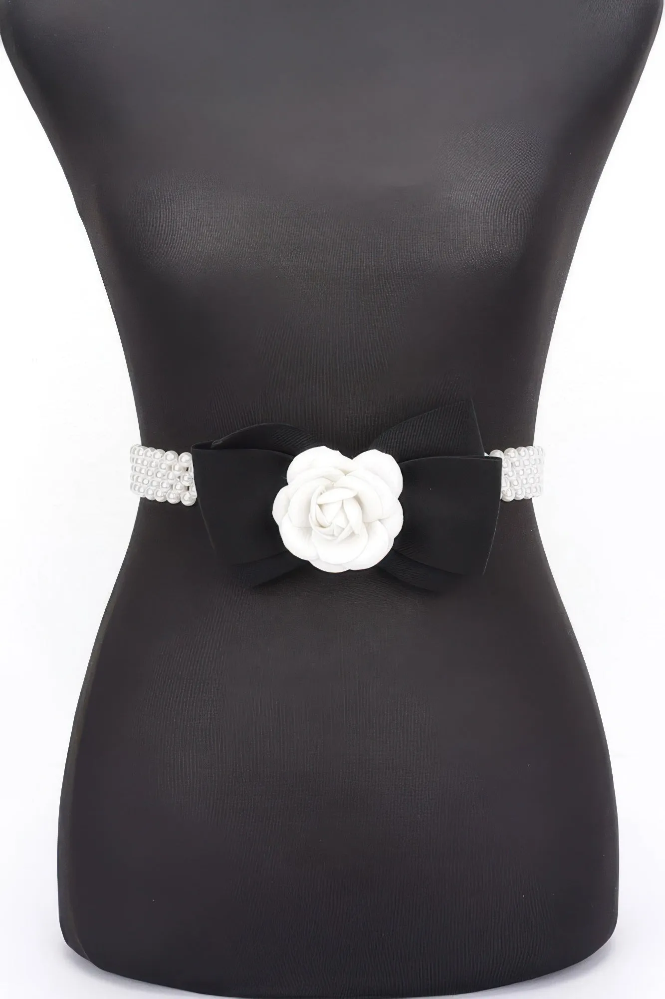 Flower Ribbon Faux Pearl Stretch Belt sold by Unique Kulture product image thumbnail 5