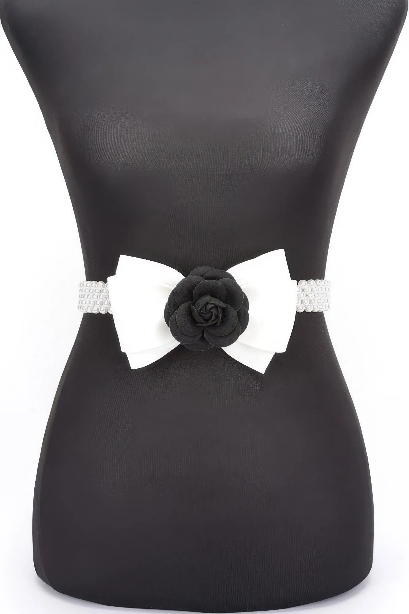 Flower Ribbon Faux Pearl Stretch Belt sold by Unique Kulture