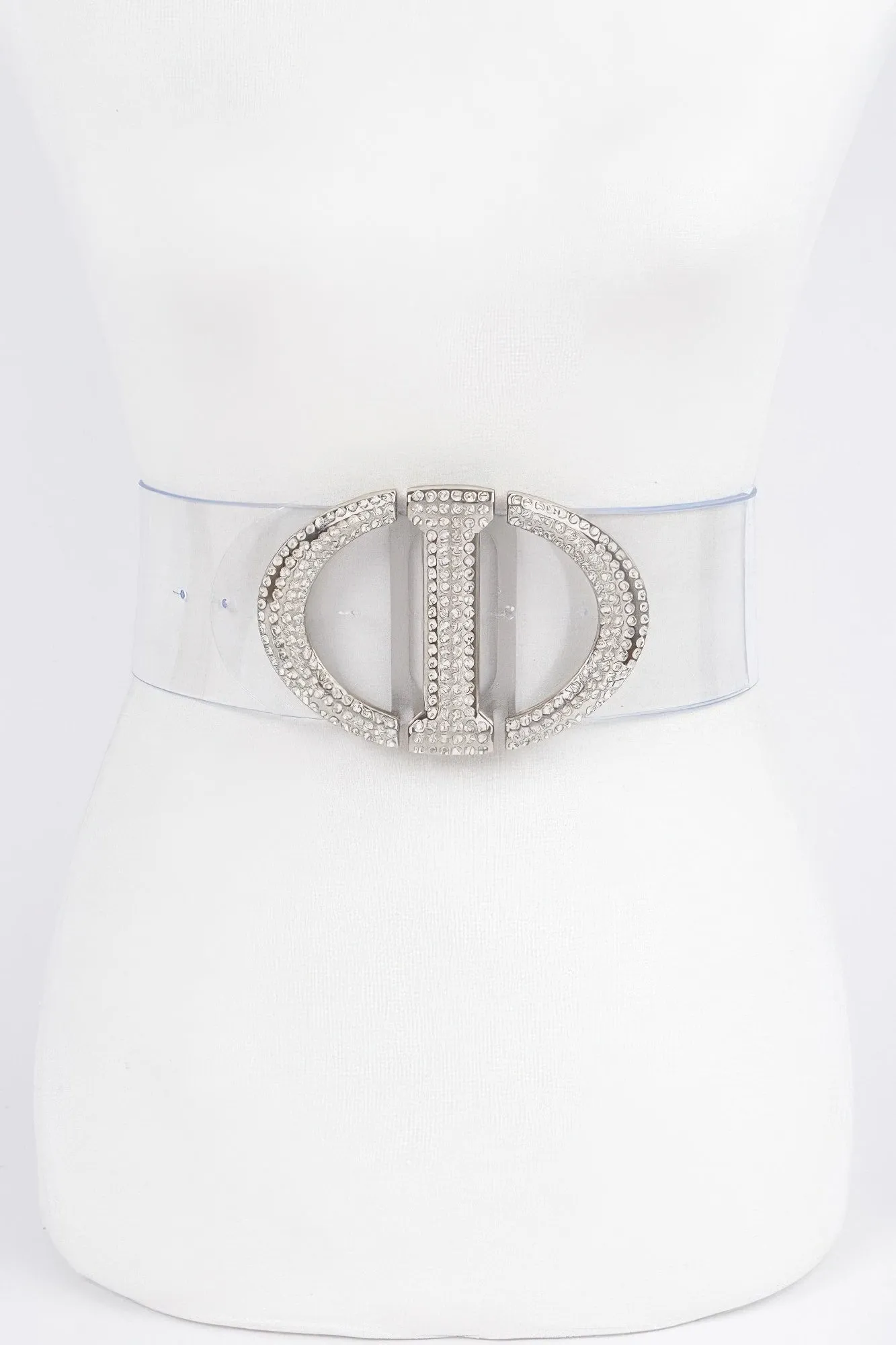 Rhinestone Metal Buckle Plus Size Transparent Belt sold by Unique Kulture product image thumbnail 5