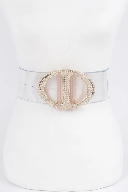 Rhinestone Metal Buckle Plus Size Transparent Belt sold by Unique Kulture