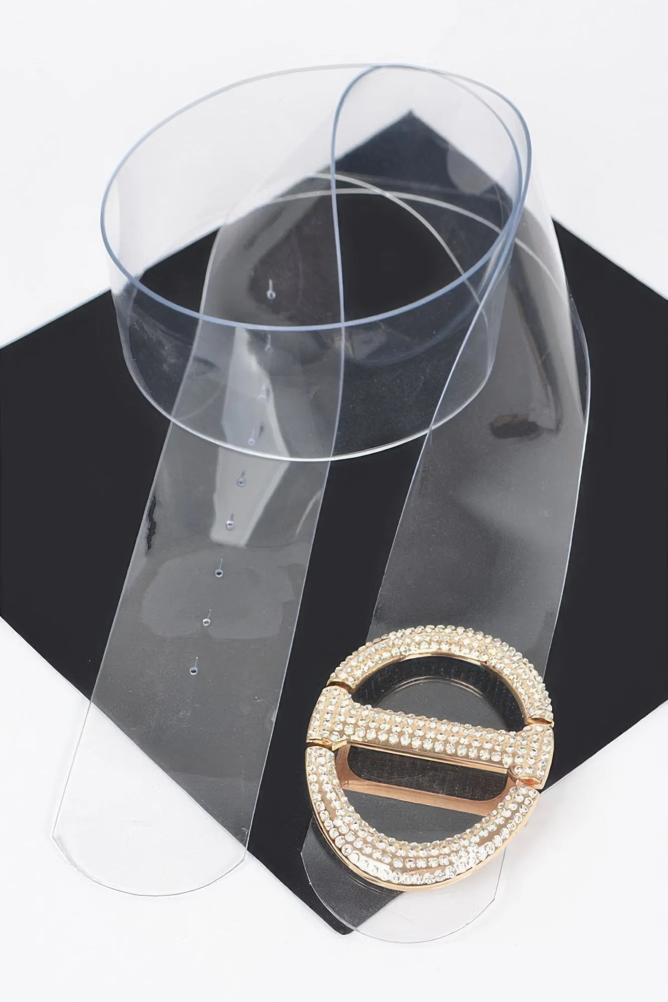Rhinestone Metal Buckle Plus Size Transparent Belt sold by Unique Kulture product image thumbnail 4