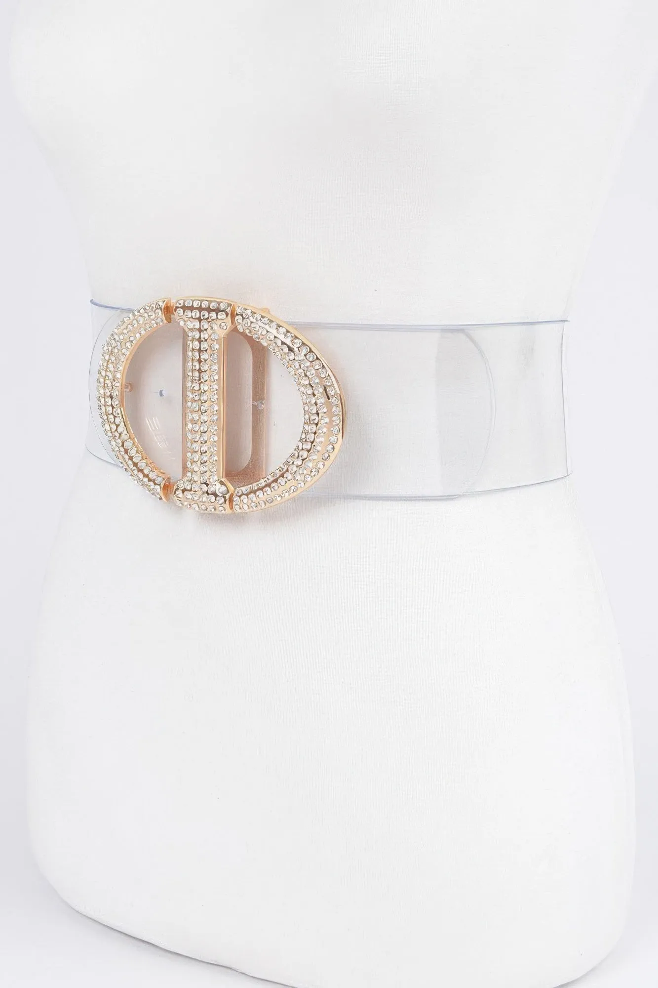 Rhinestone Metal Buckle Plus Size Transparent Belt sold by Unique Kulture product image thumbnail 2