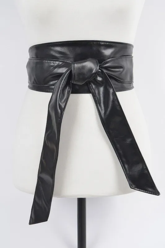 Faux Leather Tie Up Belt made by C.C