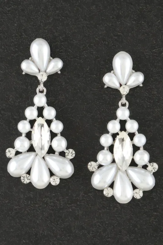 Jeweled Pearl Teardrop Earrings sold by Unique Kulture