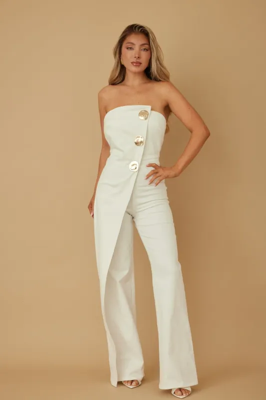 Open Flap Layer Strapless Jumpsuit made by C.C