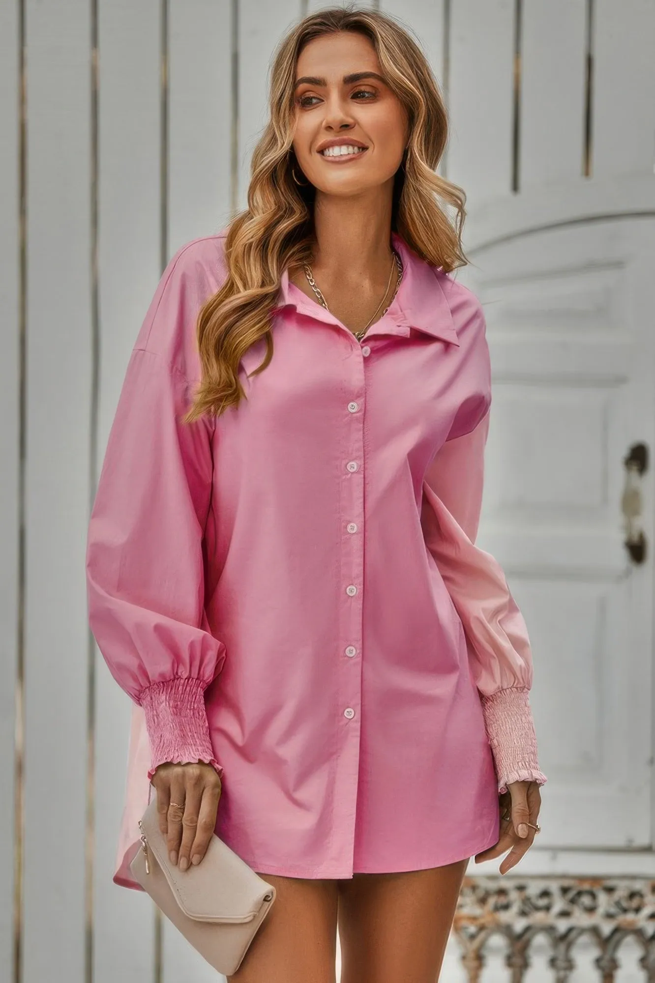 Color Block Button Down Cuffed Sleeves Blouse sold by Unique Kulture product image thumbnail 2