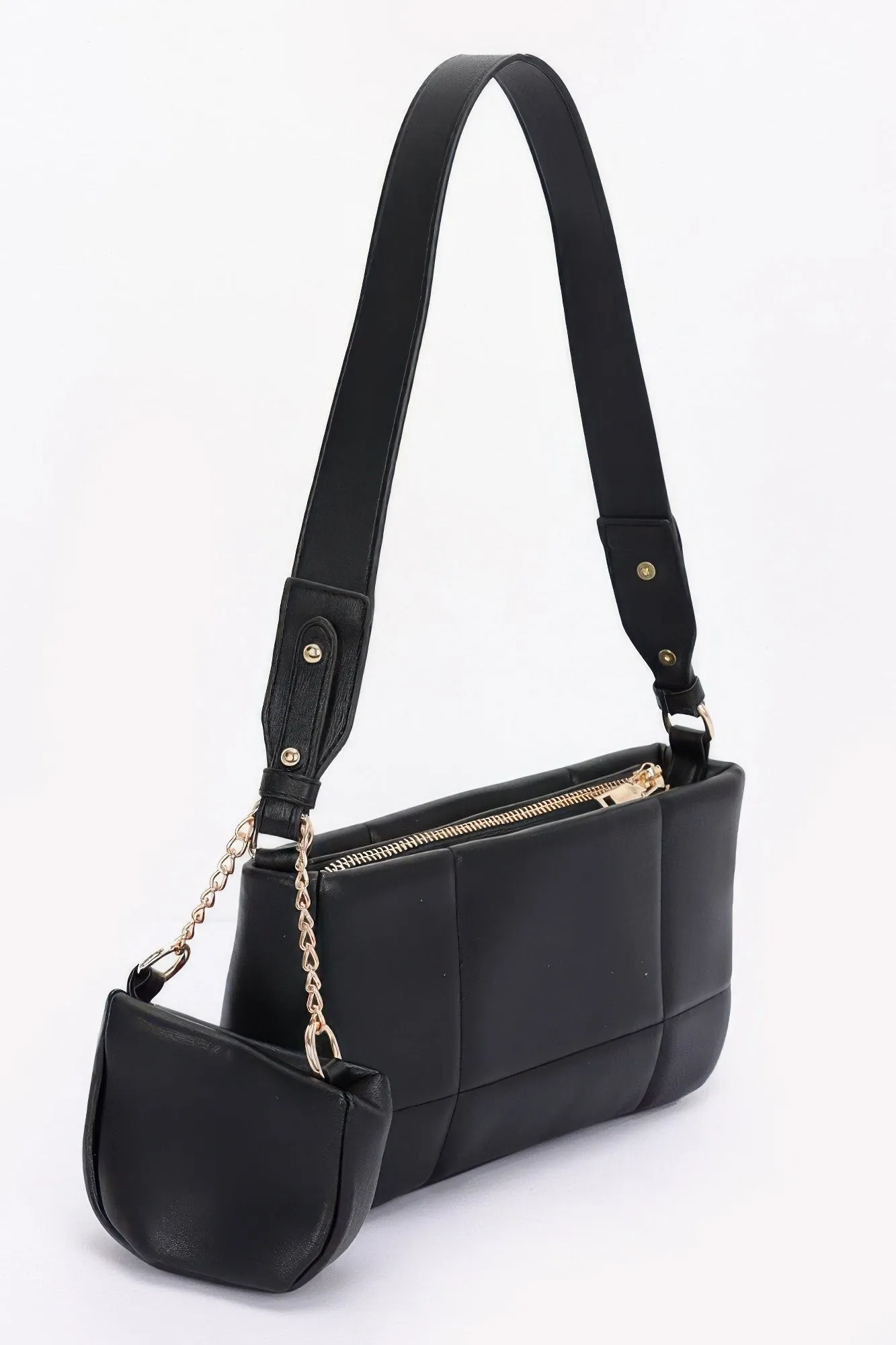 Quilted Faux Leather Shoulder Bag W/ Airpod Bag sold by Unique Kulture product image thumbnail 2