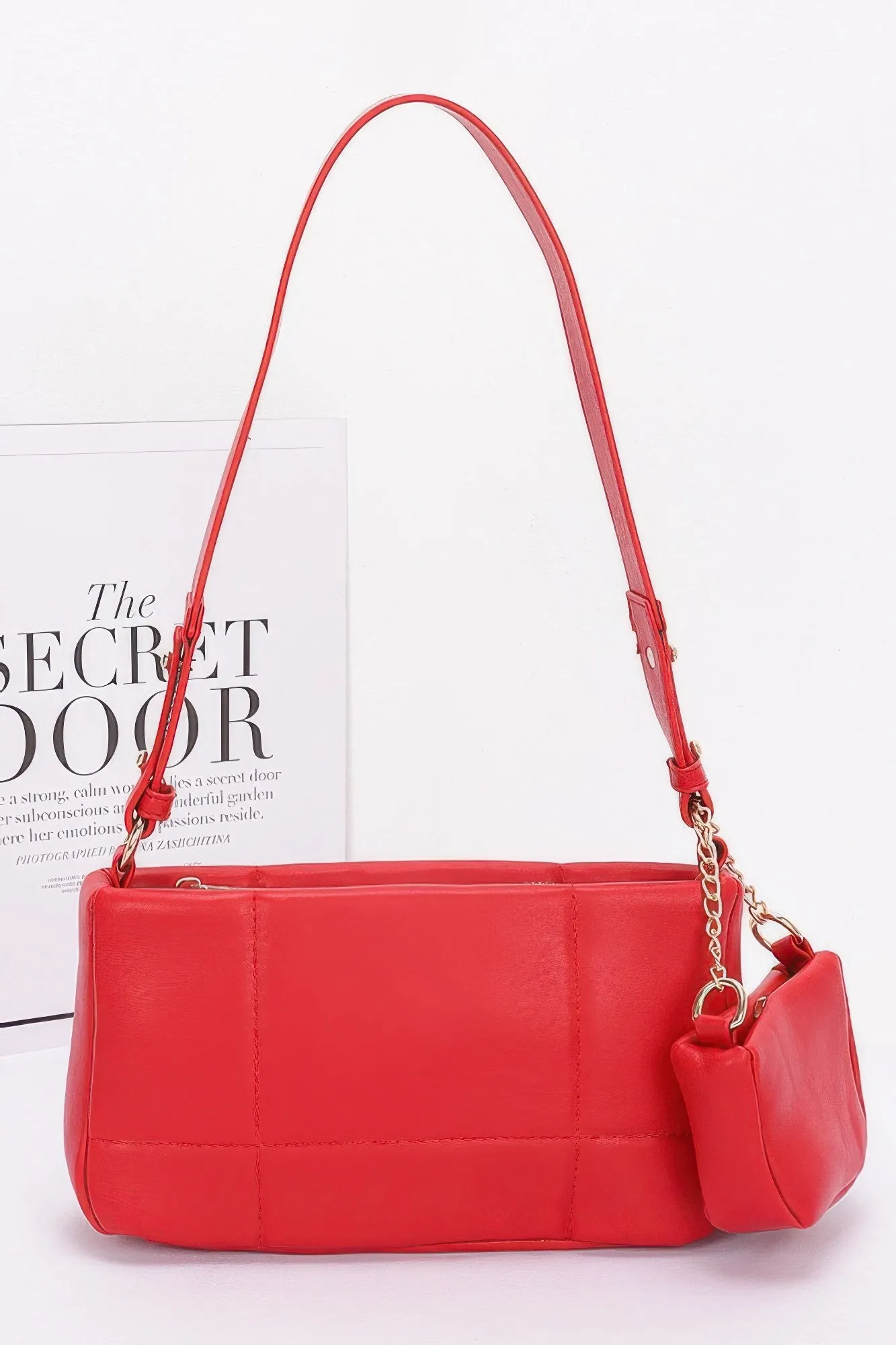 Quilted Faux Leather Shoulder Bag W/ Airpod Bag sold by Unique Kulture product image thumbnail 5