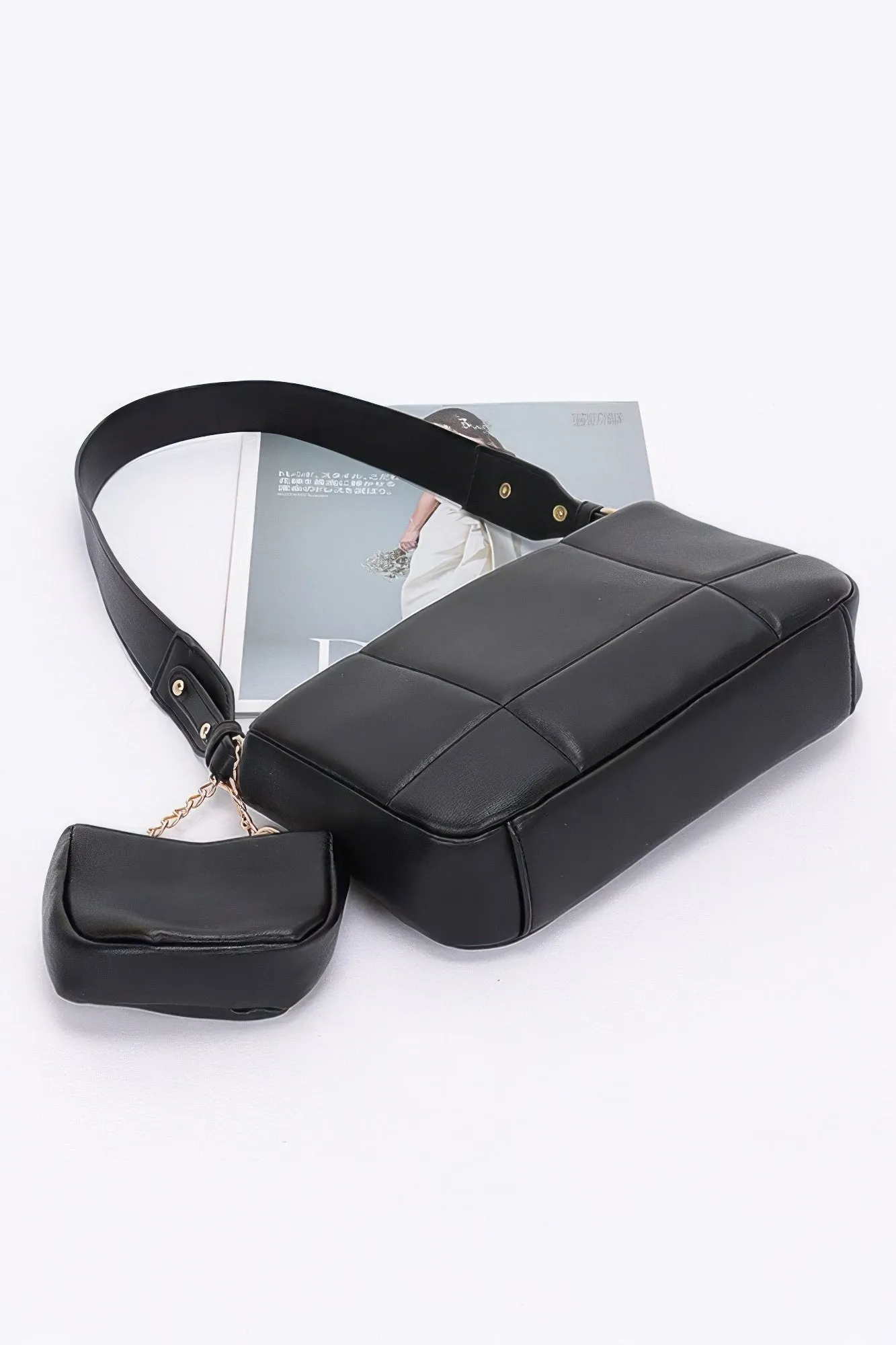 Quilted Faux Leather Shoulder Bag W/ Airpod Bag sold by Unique Kulture product image thumbnail 3