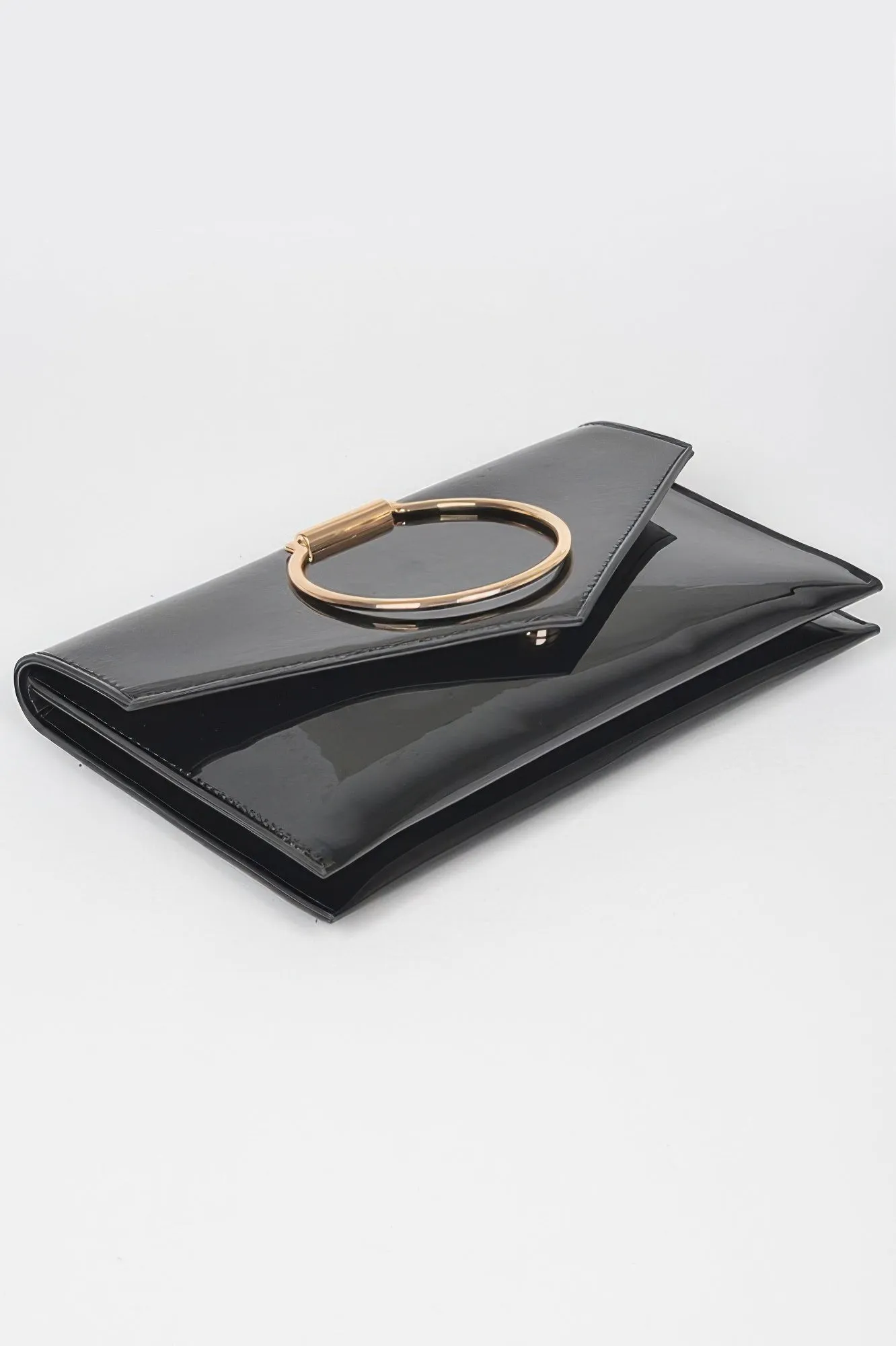 Enamel Faux Leather Metal Handle Flap Clutch sold by Unique Kulture product image thumbnail 4