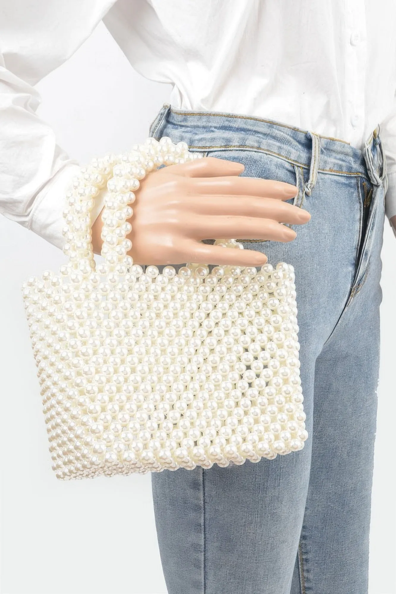 Hand Made Faux Pearl Bead Small Tote Bag sold by Unique Kulture product image thumbnail 3