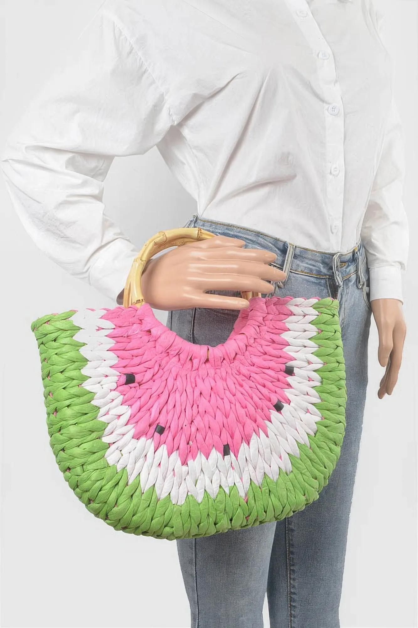 Faux Straw Crochet Watermelon Handbag sold by Unique Kulture