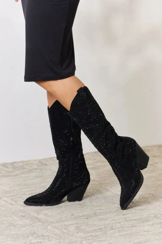 Forever Link Rhinestone Knee High Cowboy Boots sold by Unique Kulture