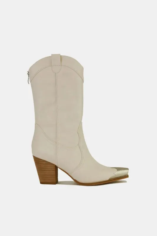 Beast Fashion Metal-Toe Block Heel Ankle Boots made by Trendsi