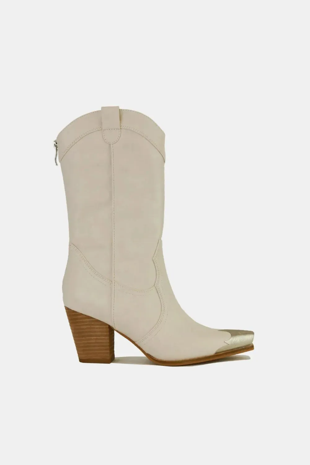 Beast Fashion Metal-Toe Block Heel Ankle Boots sold by Unique Kulture