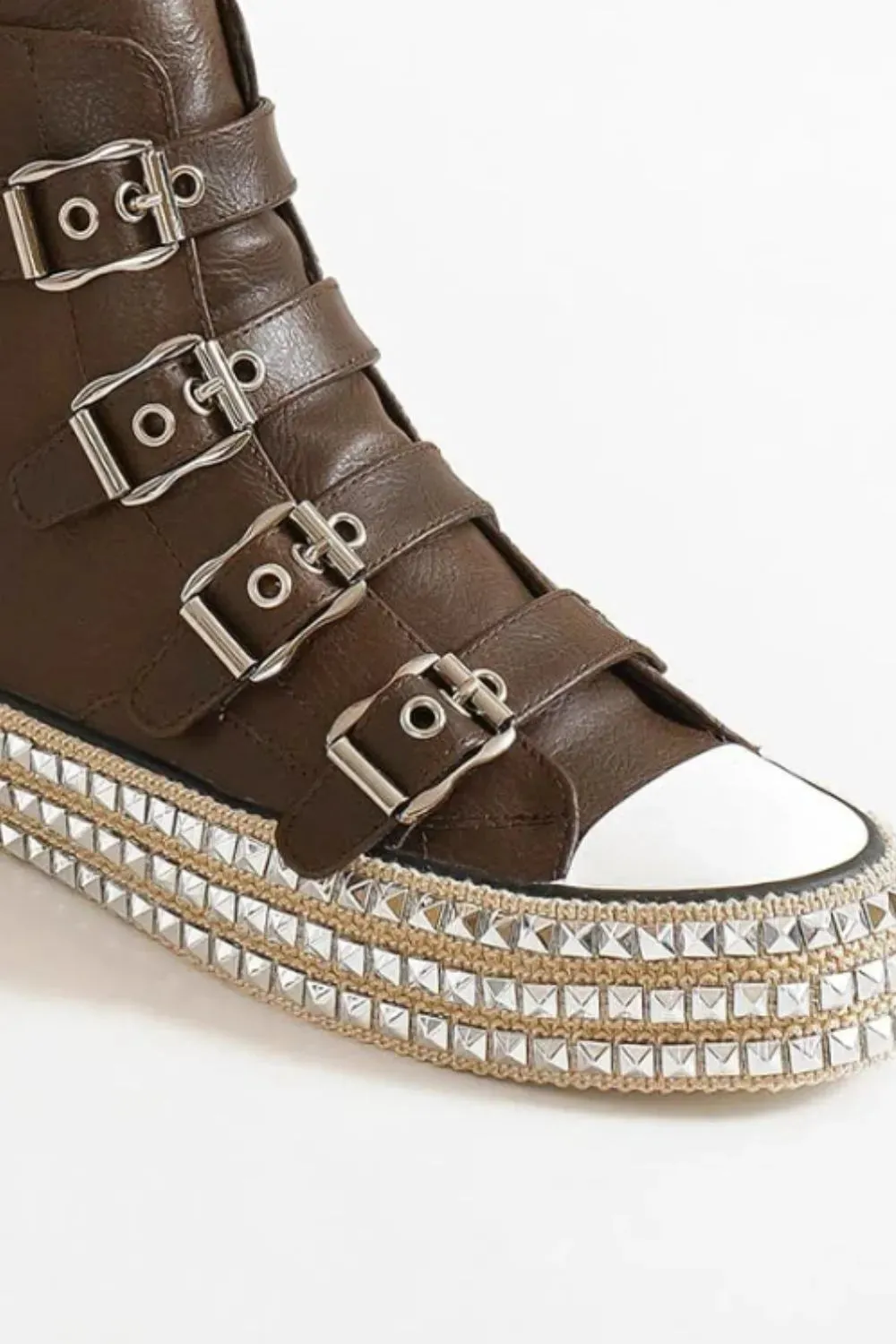 Beast Fashion Multi-Buckle Straps Studded Platform Sneakers sold by Unique Kulture product image thumbnail 3