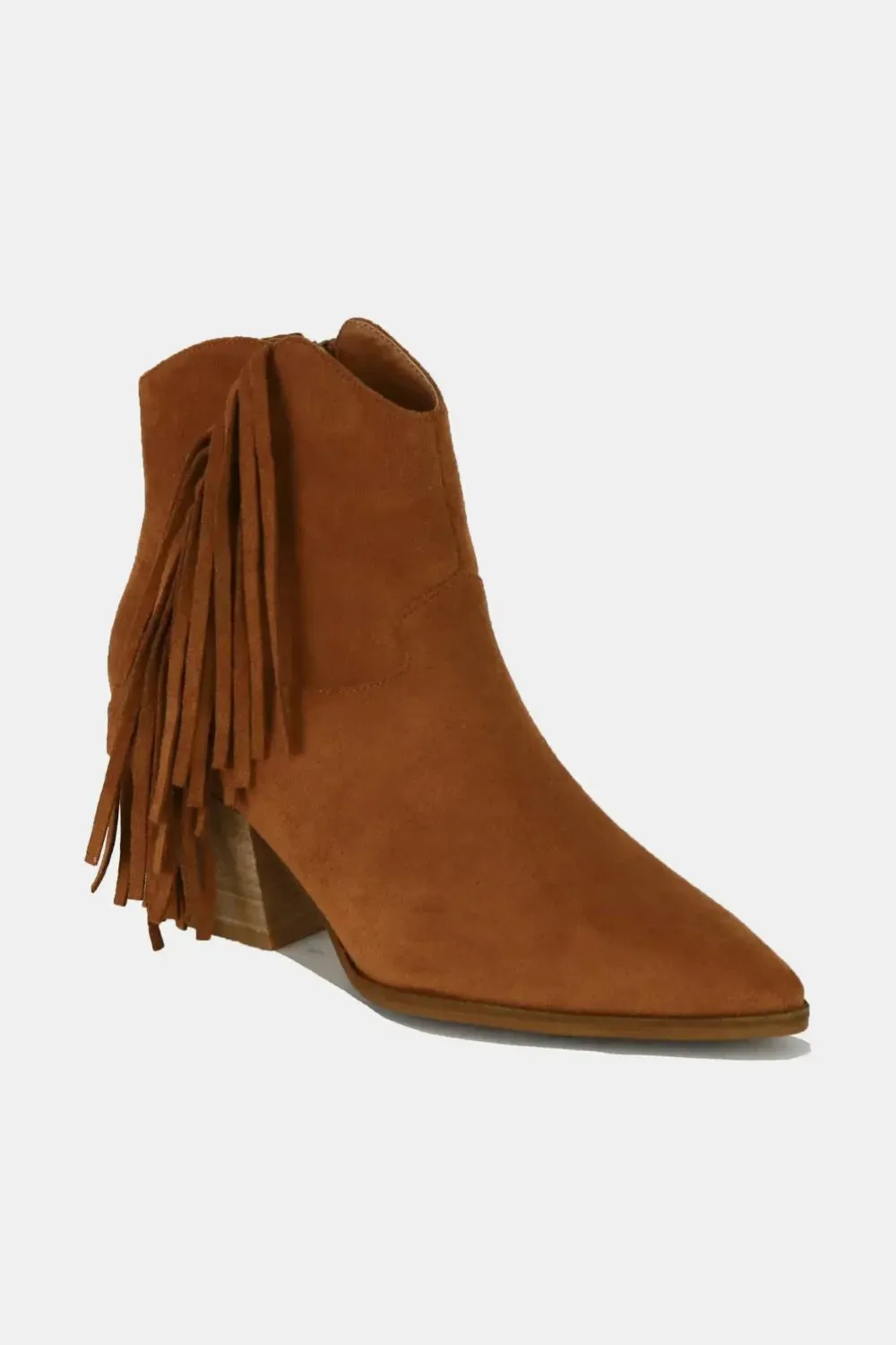 Beast Fashion Suede Fringe Point Toe Ankle Boots sold by Unique Kulture