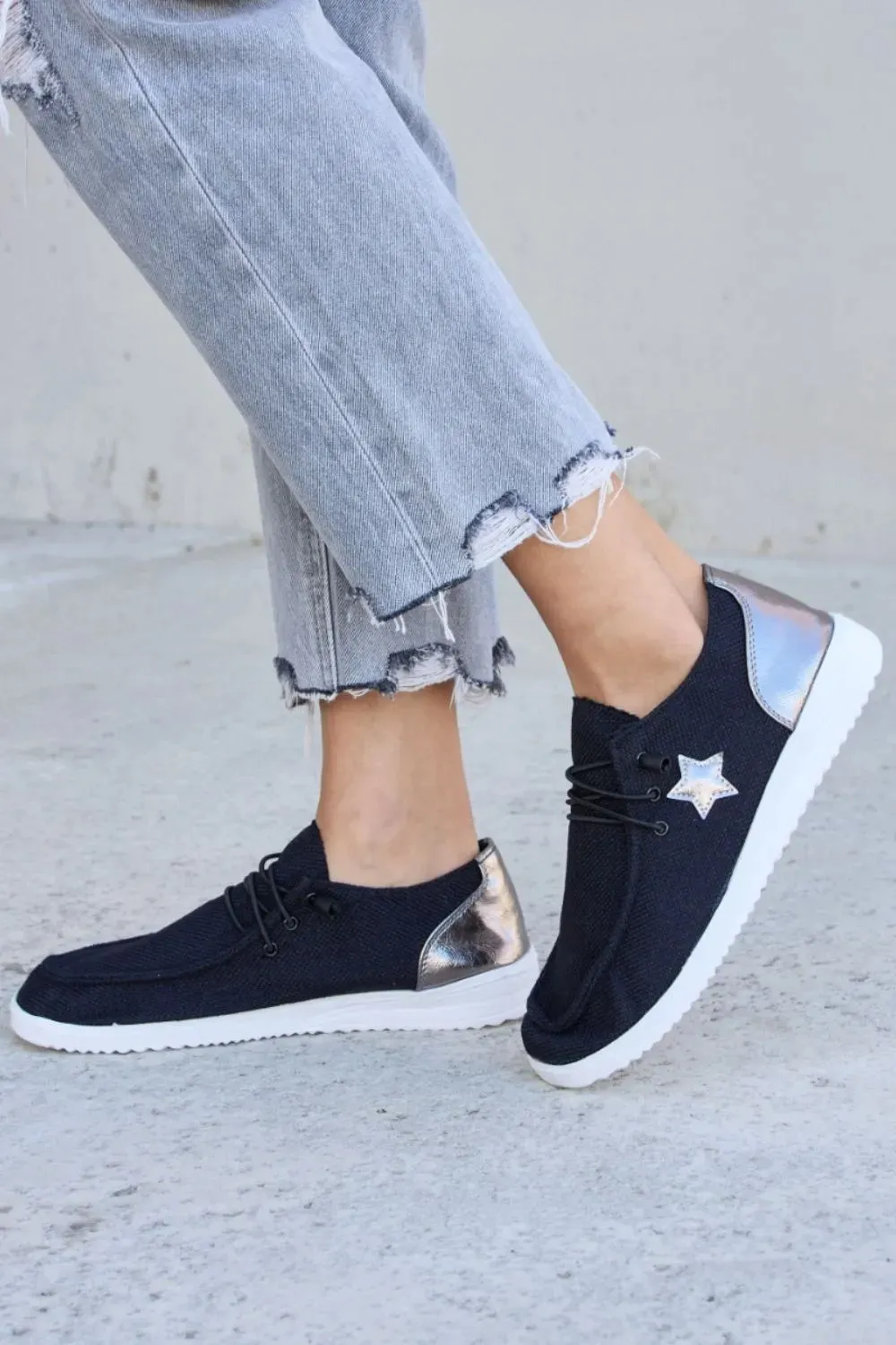Forever Link Star Lace-Up Flat Sneakers sold by Unique Kulture