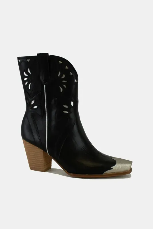 Beast Fashion Cut-Out Floral Embroidery Boots made by Trendsi