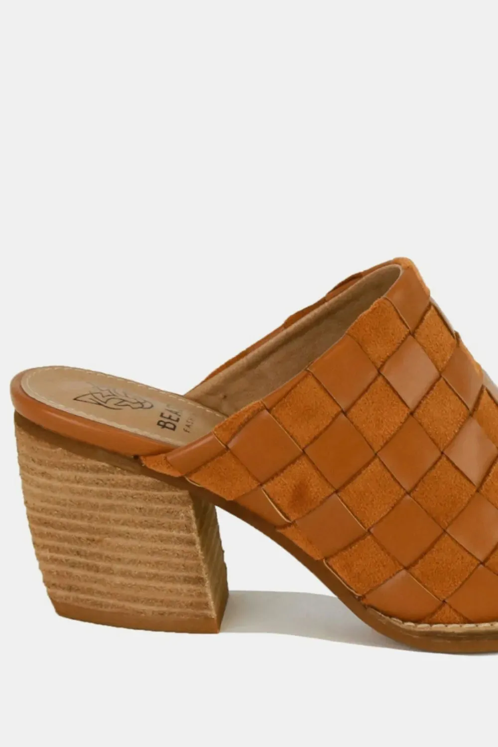 Beast Fashion Woven Checkerboard Block Heel Mule Shoes sold by Unique Kulture product image thumbnail 3