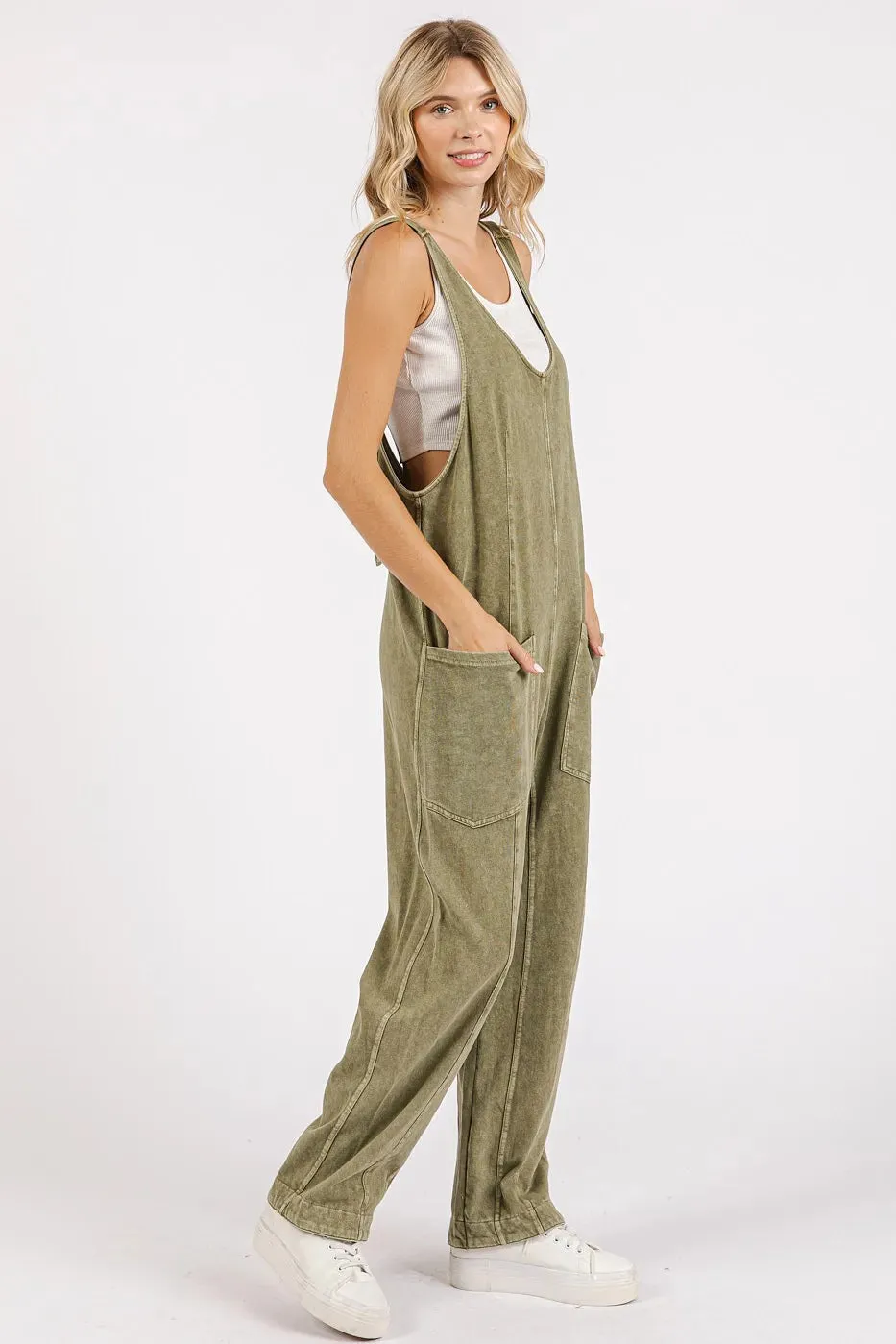 Mittoshop Mineral Wash Relaxed Fit Sleeveless Harem Jumpsuit sold by Unique Kulture product image thumbnail 2