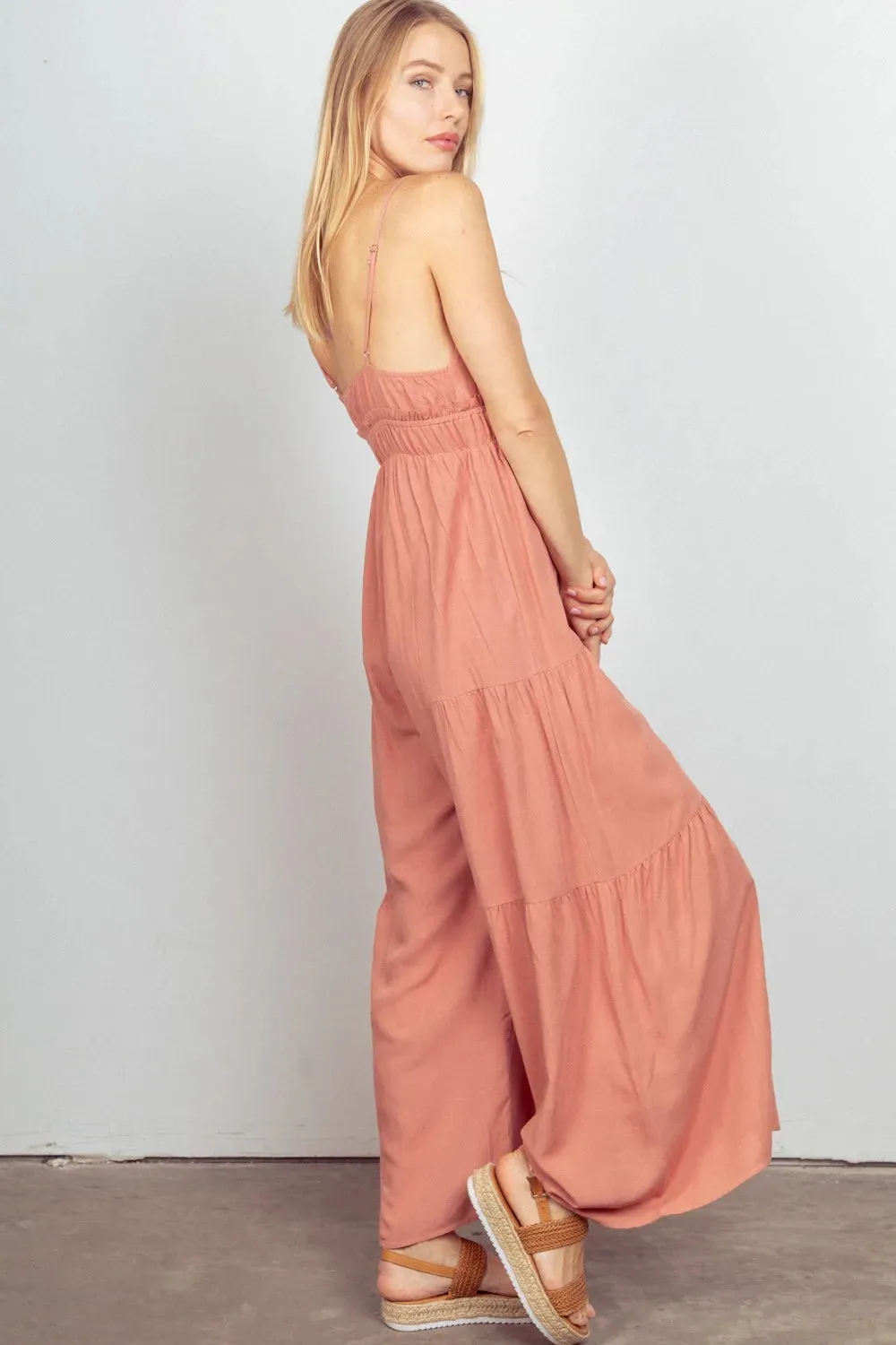 VERY J Sleeveless Ruched Wide Leg Jumpsuit sold by Unique Kulture product image thumbnail 3